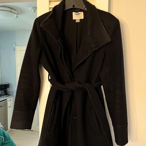 Old Navy Maternity Black Wrap Belted Wool-Blend Coat